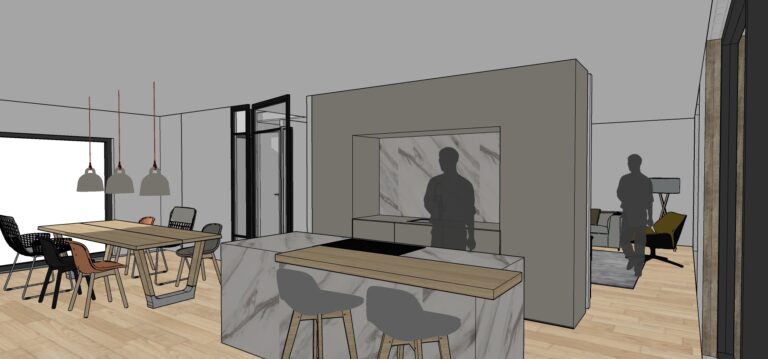 keuken doorkijk woonkamer